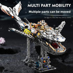 MJI 13059 Semi-Mechanical Whale Building Blocks, 1388PCS Sea Life MOC Model with Stand & Light, Movable Joint DIY Assembly Brick