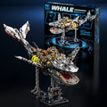 MJI 13059 Semi-Mechanical Whale Building Blocks, 1388PCS Sea Life MOC Model with Stand & Light, Movable Joint DIY Assembly Brick